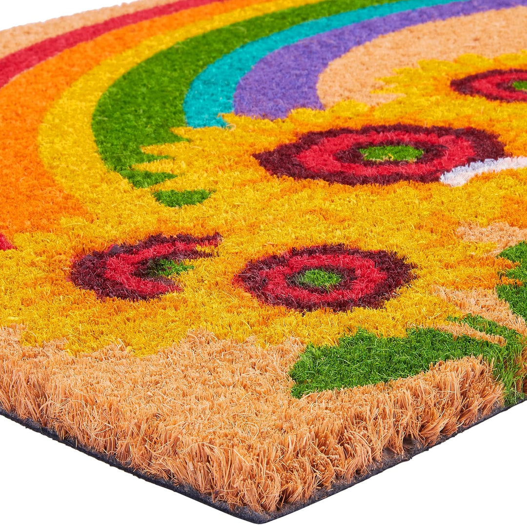BRUBAKER Fussmatte für Aussen und Innen - Welcome mit Sonnenblumen und Regenbogen - 45 x 75 cm Blume