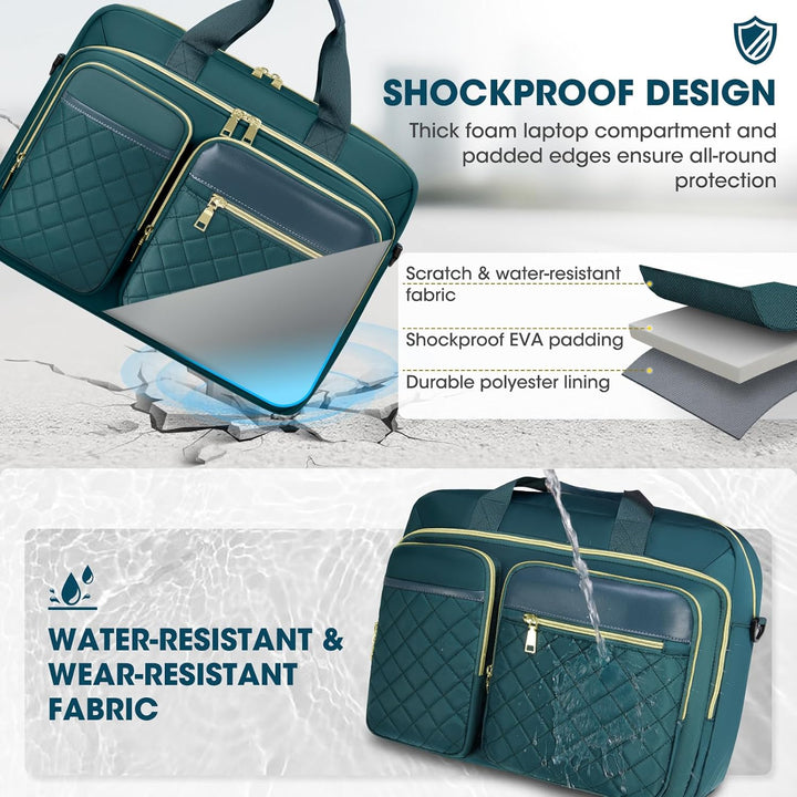 RAINSMORE Laptoptasche 17,3 Zoll für Damen Laptop Aktentasche Wasserdichte Laptop Notebook Tasche Bu