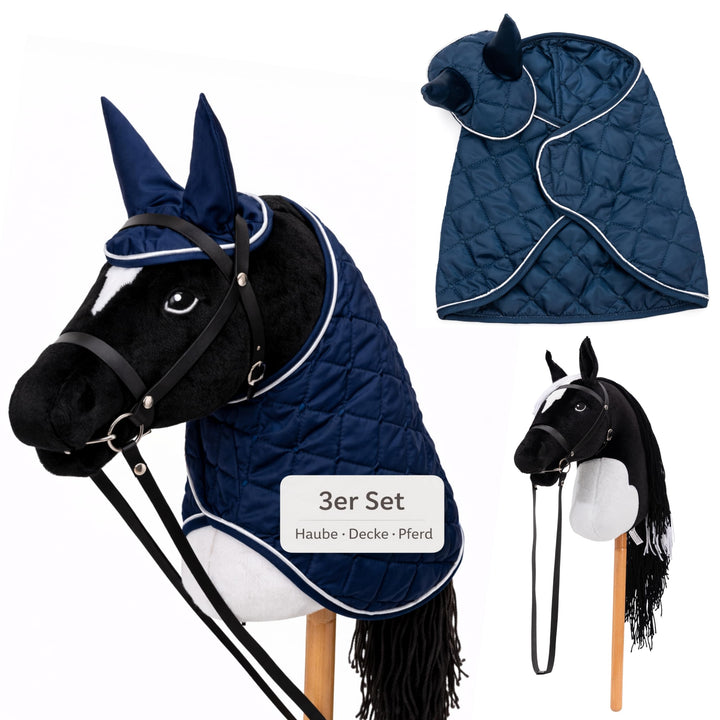 Hobby Horse Set – Grosses Steckenpferd für Kinder mit Decke & Fliegenhaube | Komplettes Hobby Horsin