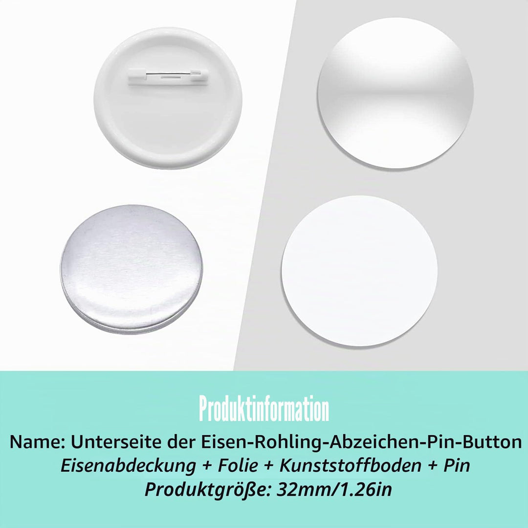 Buttonrohlinge, 200er Set 32mm DIY Pins Buttons Design EIN Abzeichen, Buttons Selber Machen, Button-