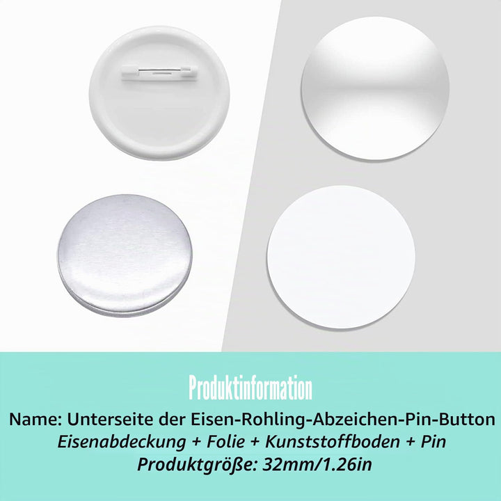 Buttonrohlinge, 200er Set 32mm DIY Pins Buttons Design EIN Abzeichen, Buttons Selber Machen, Button-