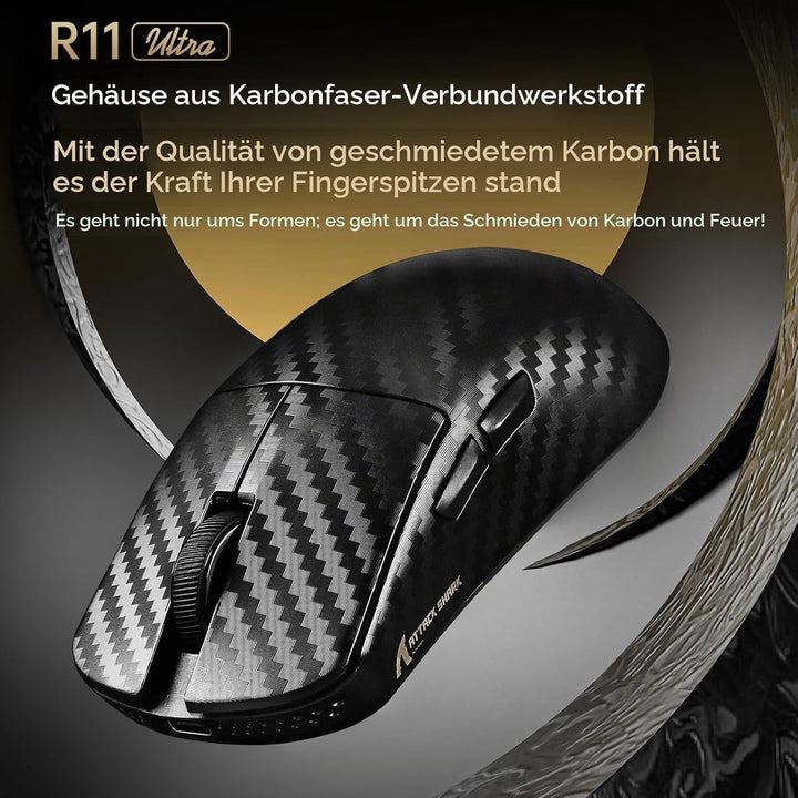 MAMBASNAKE x Attack Shark R11 Ultra Carbon Fiber Wireless Gaming Mouse, 8000Hz, 49g Superlight, 4200