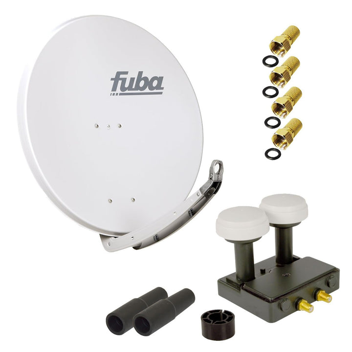 FUBA 2 Teilnehmer Astra Hotbird Digital SAT Anlage DAA 850 G ALU Grau PremiumX Twin Monoblock LNB 4X