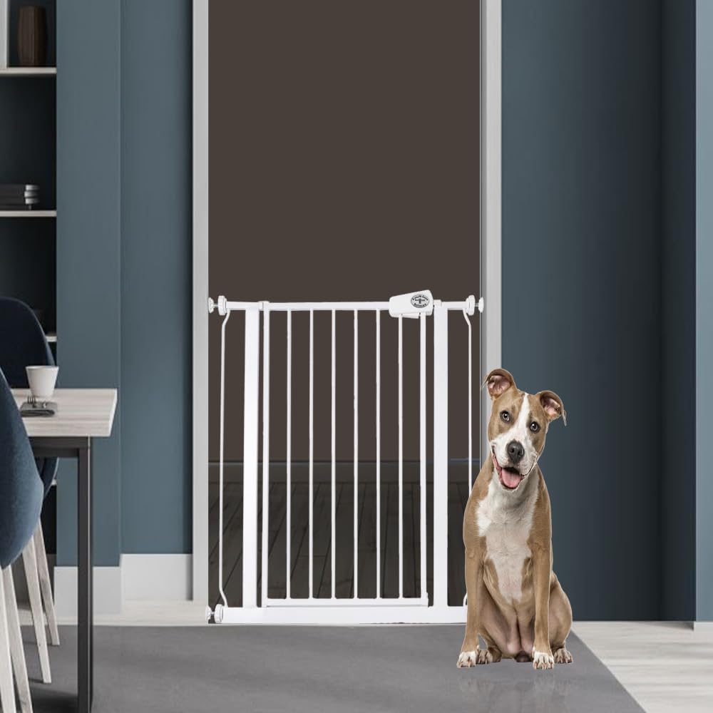 Bettacare Easy Fit Hundegitter, 107.4cm - 115.4cm, Weiss, Druckbefestigung Hundegitter für Hunde und