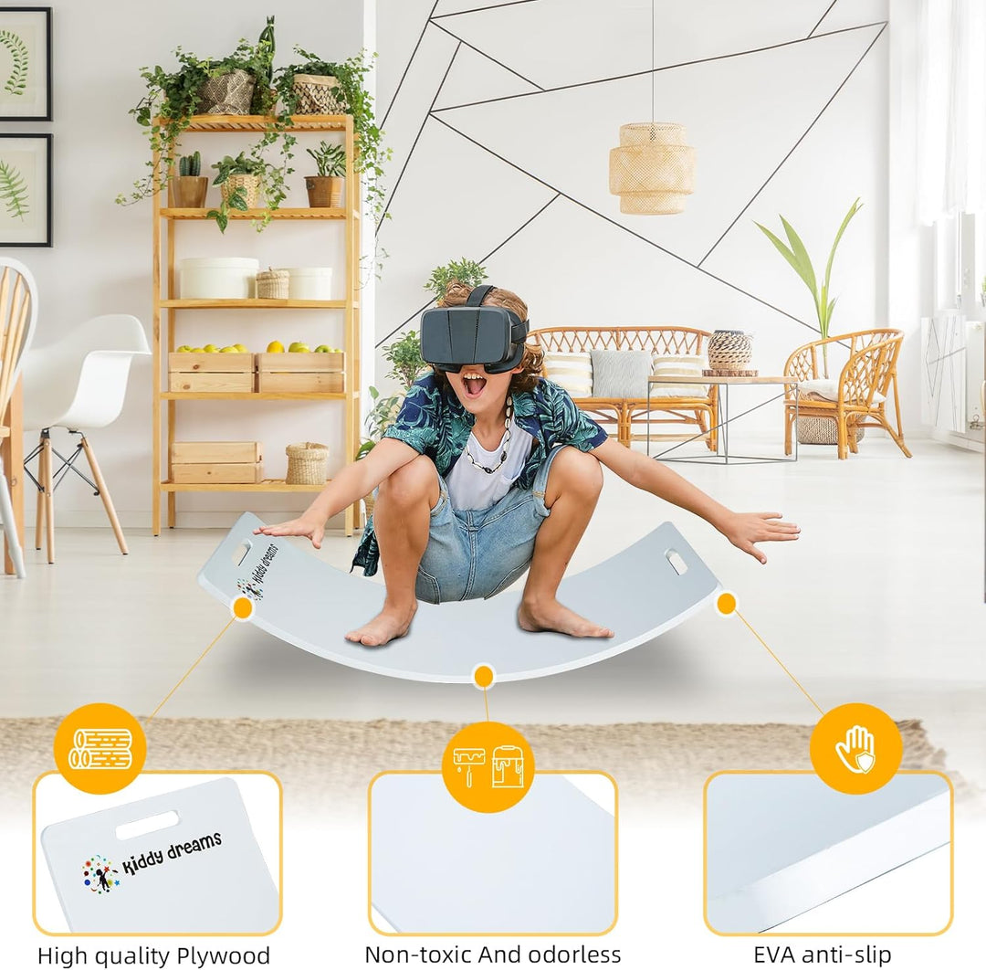 CCLIFE Balance Board Kinder Holz, Kleinkind Wackelbrett mit EVA matte, Montessori Spielzeug Balanceb