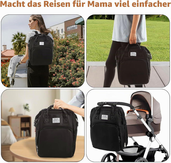 Multifunktionaler Wickelrucksack Baby – Wasserdichte Wickeltasche Rucksack aus Oxford Stoff mit Isol