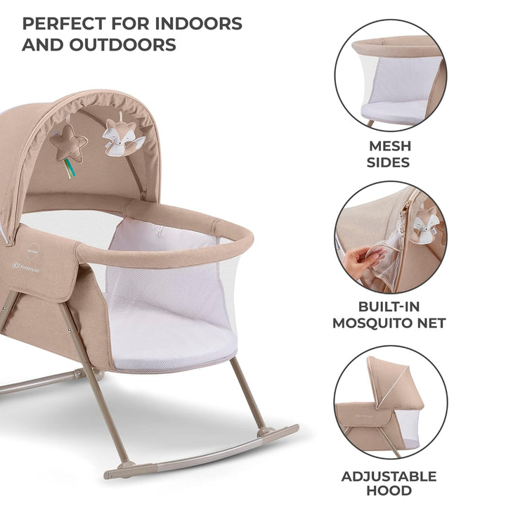 Kinderkraft Babybett 3 in 1 LOVI, Wiege, Reisebett, Wippe, einfaches Zusammen- und Ausklappen, verst