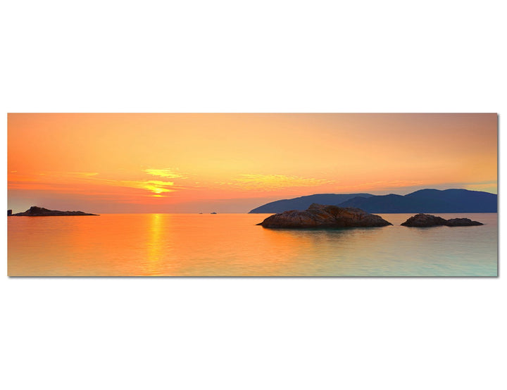 Paul Sinus Art Panoramabild auf Leinwand und Keilrahmen 120x40cm Vietnam Meer Sonnenaufgang
