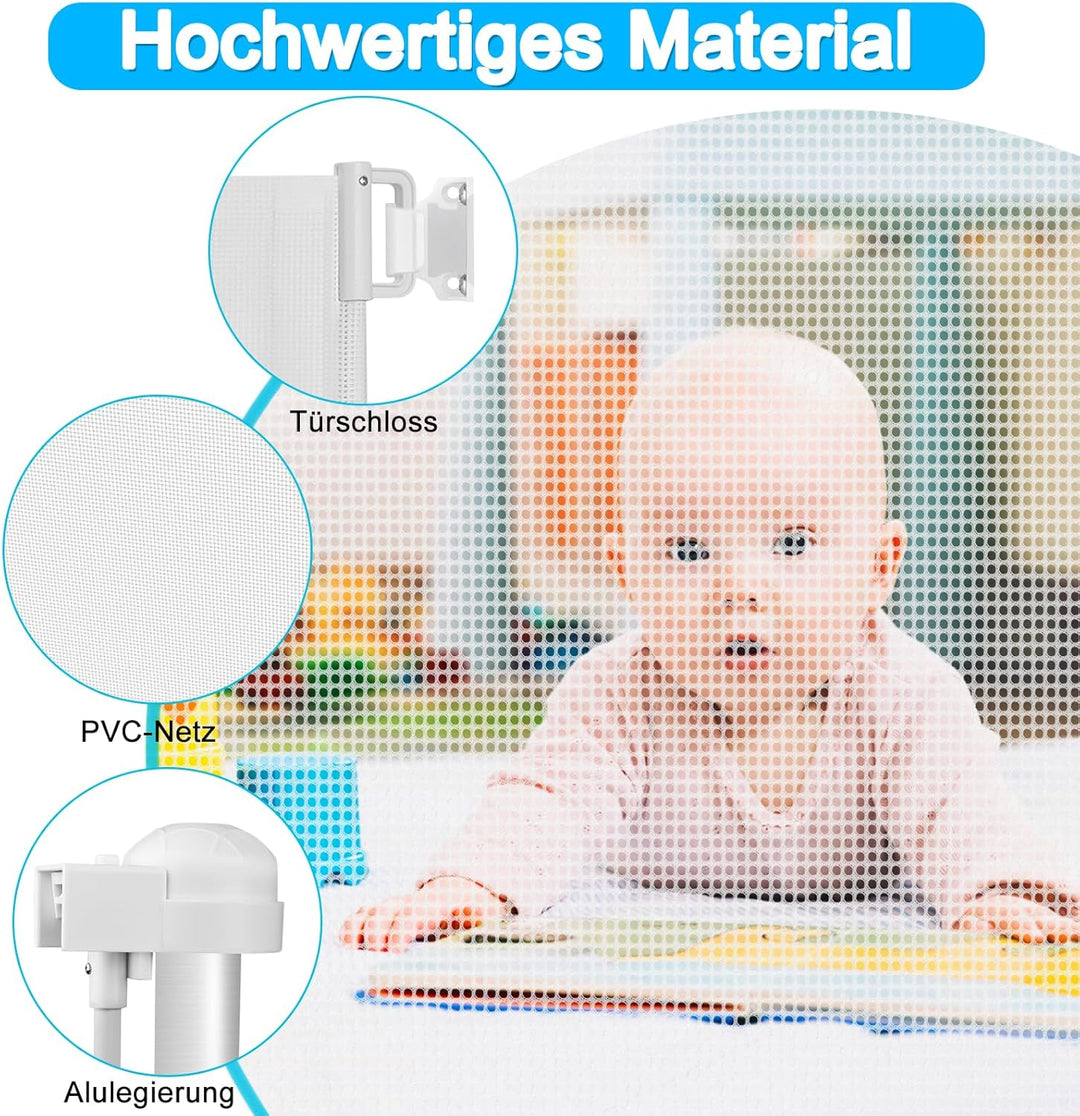 YARDIN Treppenschutzgitter Ausziehbar Türschutzgitter 0-150cm für Babys &amp; Haustiere, Treppengitter A