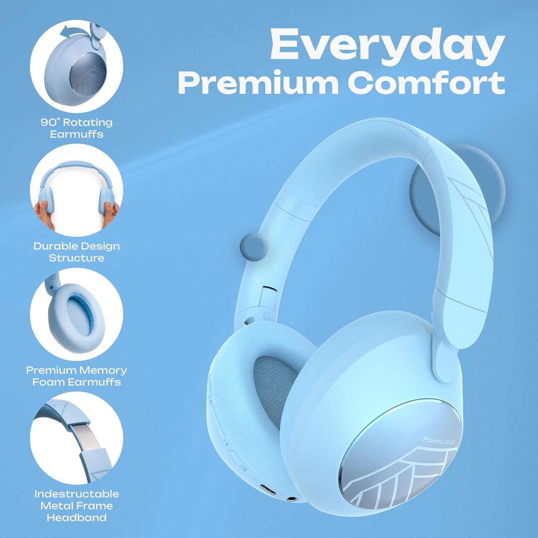 PowerLocus Bluetooth Kopfhörer Over Ear, Kopfhörer Kabellos Bluetooth mit Mikrofon, 70std Spielzeit,