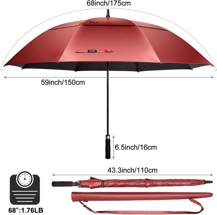 G4Free 62/68/72 Inch UV-Schutz Winddicht Sonnen- und Regenschirm Golfschirm Autorisches Öffnen Doppe