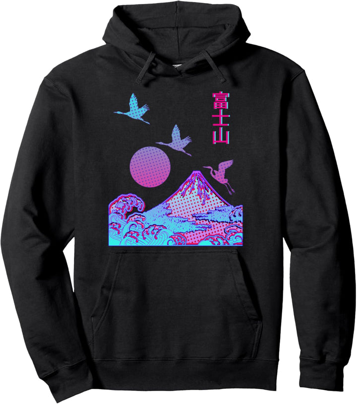 Fuji Yama | Japan 90s Kanji Japanese | Herons | Rising Sun Pullover Hoodie