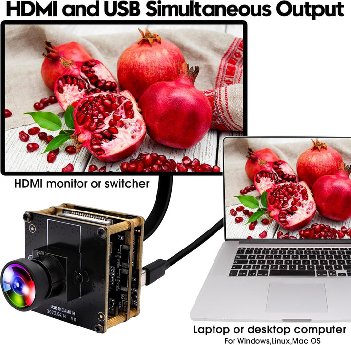 ELP HDMI USB-Kamera modul gleichzeitige Ausgabe Streaming Camera für PC 2-facher Digitalzoom 120 Gra