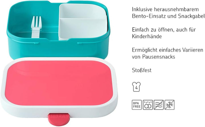 Mepal - Lunchbox Campus - Bento Lunchbox Für Kinder - Brotdose Mit Bento-Fach & Gabel - Meal Prep Bo