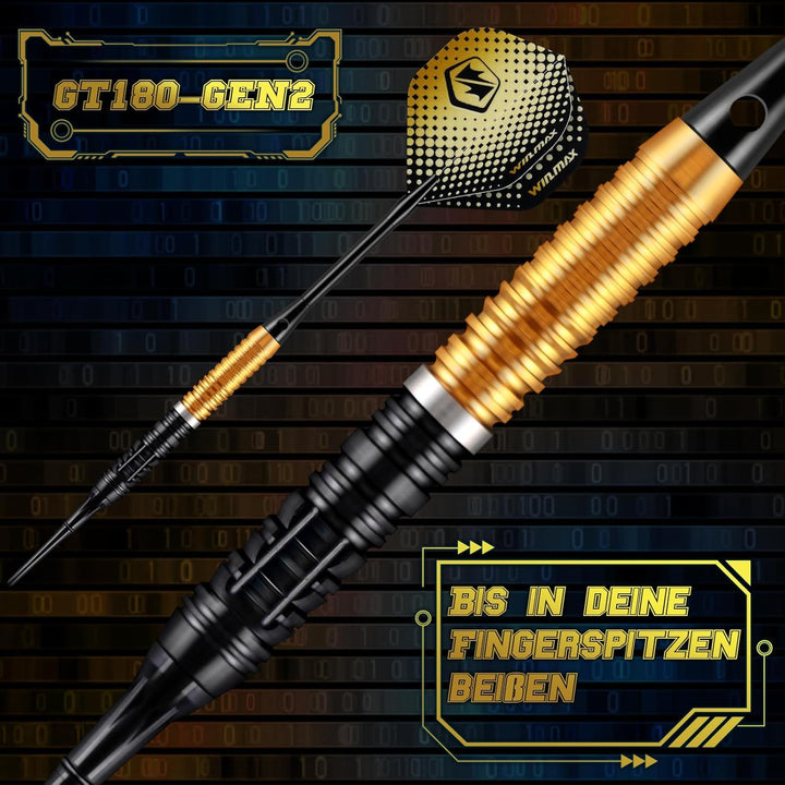 WIN.MAX Dartpfeile 90% Tungsten 3 Stück 90% Wolfram 18 Gramm Dart professionelle Gold, Gold