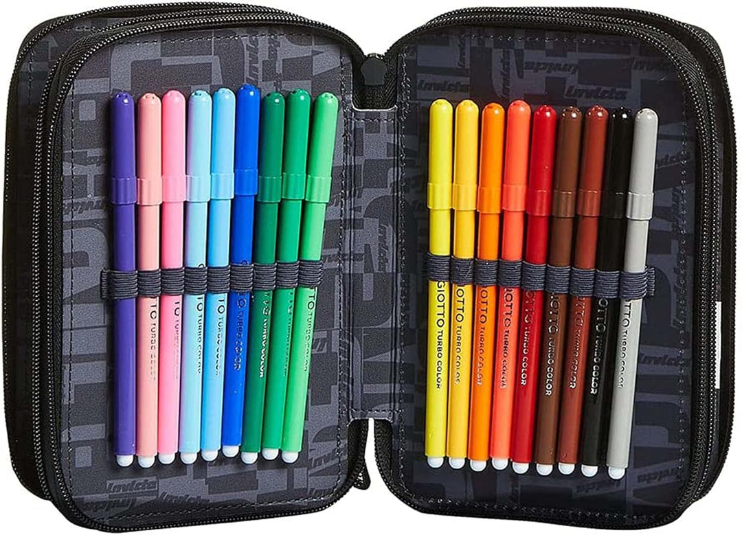 Invicta Federmäppchen, Mäppchen, mehrfarbig, Federtasche für Schreibwaren, Etui mit Stiften, Kugelsc