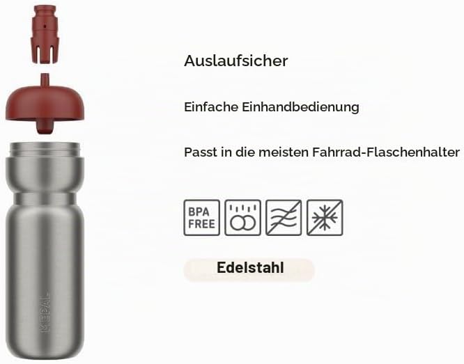Mepal - Edelstahl Trinkflasche Pull Sport - Auslaufsicher - Mit einer Hand zu halten, öffnen und tri