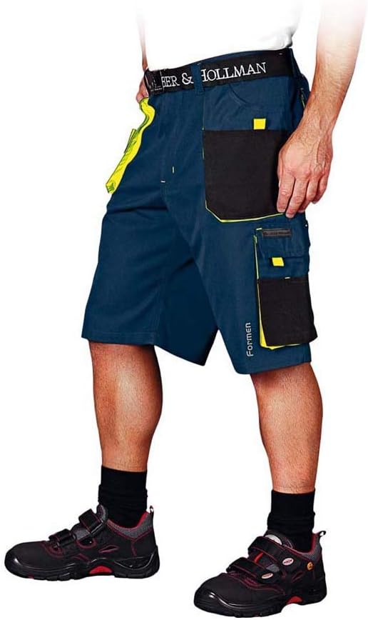 Leber&amp;Hollman Formen Protective Short Trousers Size XL Dunkelblau-schwarz-gelb, XL Dunkelblau-schwar