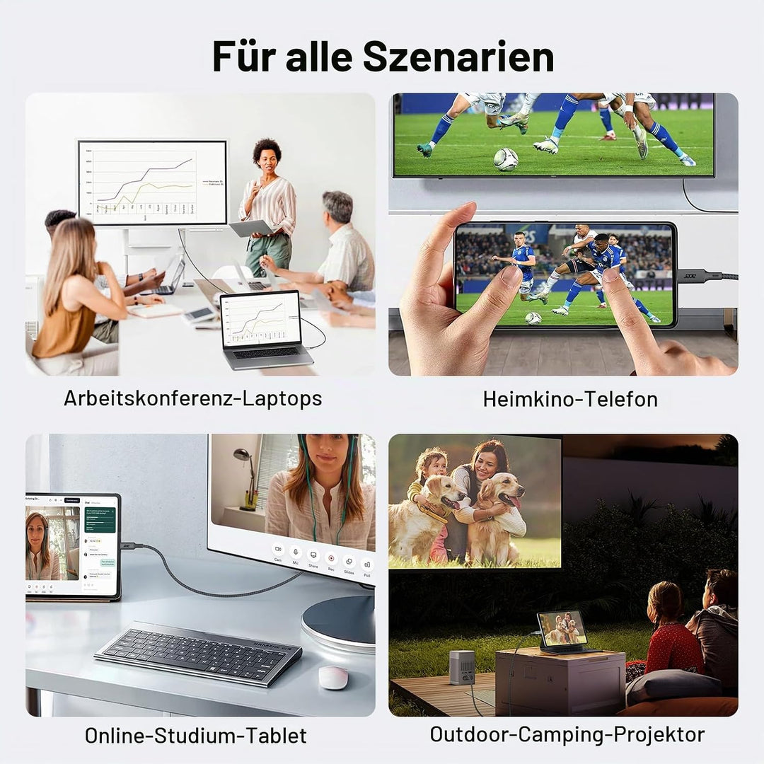 acer USB C Displayport Kabel (4K@60Hz, 2K@165Hz), Typ C Thunderbolt 3/4 auf DP Kabel mit MST, Freesy