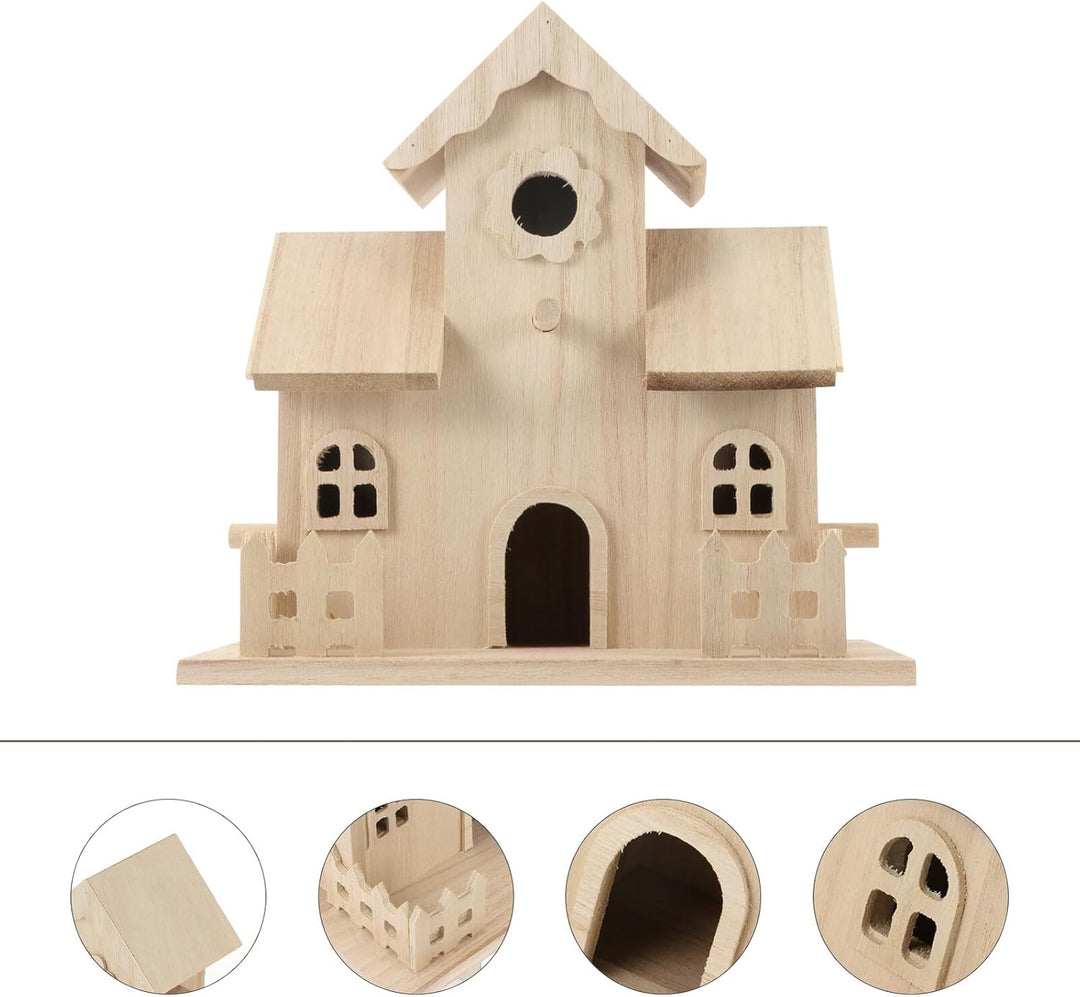 DOITOOL Holz Vogelhaus Nistkasten für Kleine Vögel mit Natürlichem Filigranem Nest Wetterfestes Gart