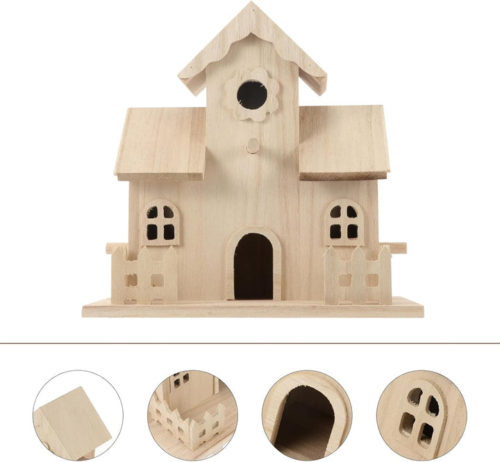 DOITOOL Holz Vogelhaus Nistkasten für Kleine Vögel mit Natürlichem Filigranem Nest Wetterfestes Gart