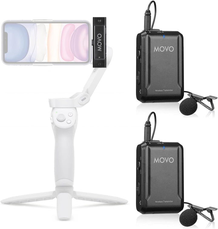 Movo Edge-DI-Duo Drahtloses Lavalier für iPhone - Perfektes kompaktes Lav-Mikrofon für Smartphone Gi