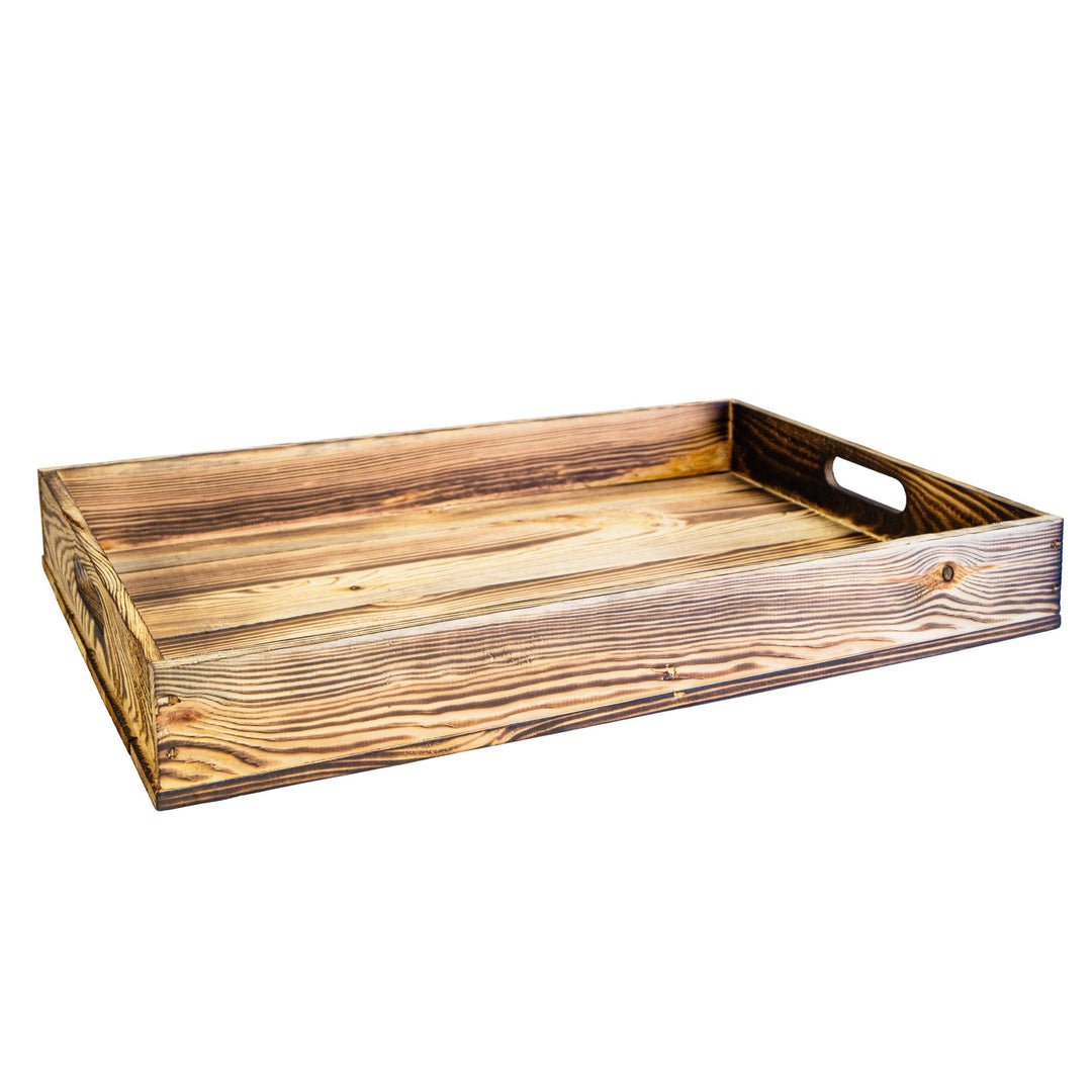 Serviertablett aus Holz 60x40x8cm Holztablett Frühstückstablett Dekotablett Tragetablett Präsentiert