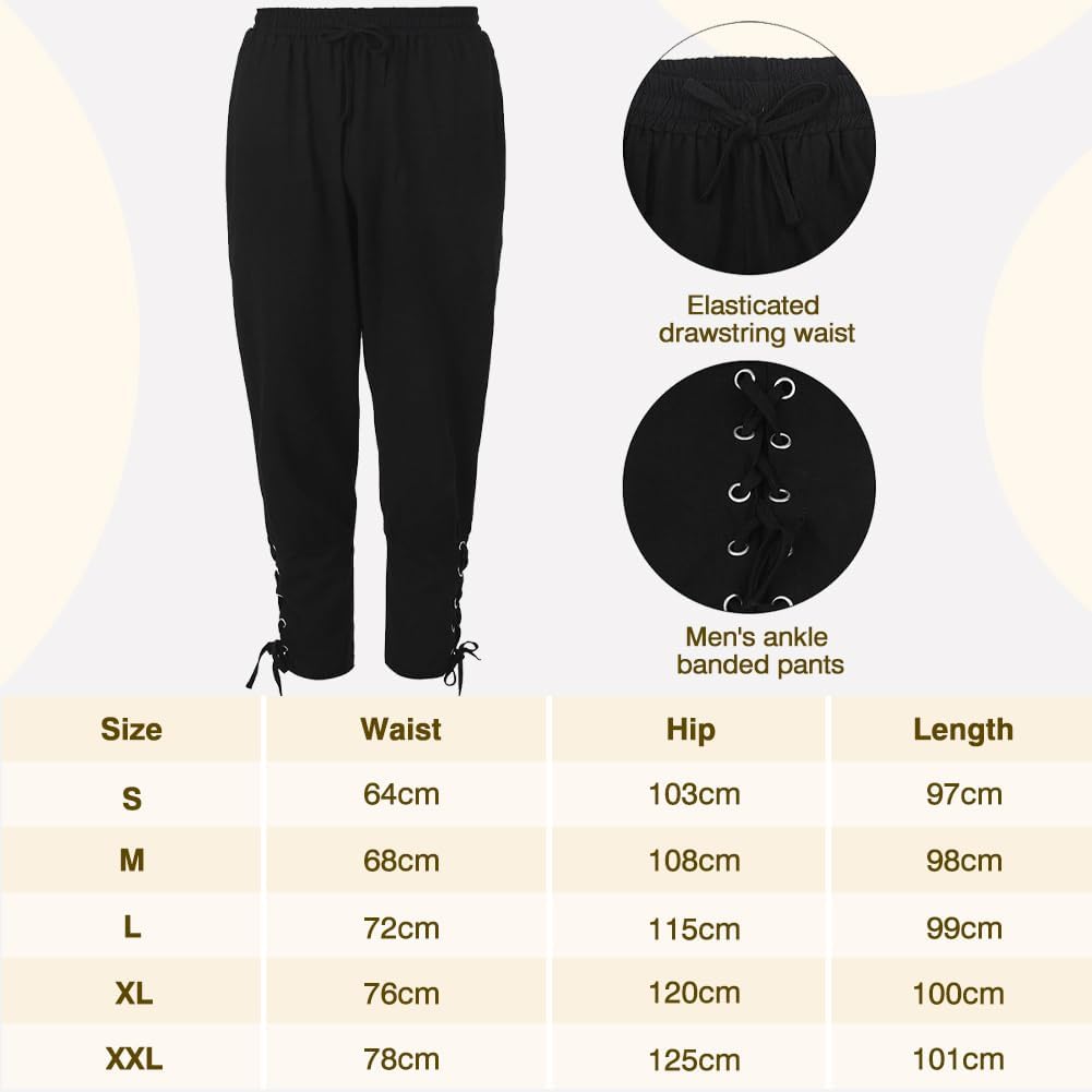 Occzin Mittelalter Kleidung Herren - 5 Stück Herren Renaissance Kostüm Set, Herren Mittelalter Hemd