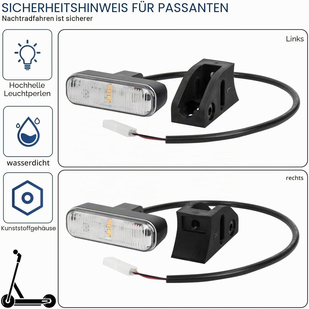 XBERSTAR Blinker für Ninebot P65/P100 Elektroroller - Schwarz, LED, Einfacher Blinker, Kompatibel mi