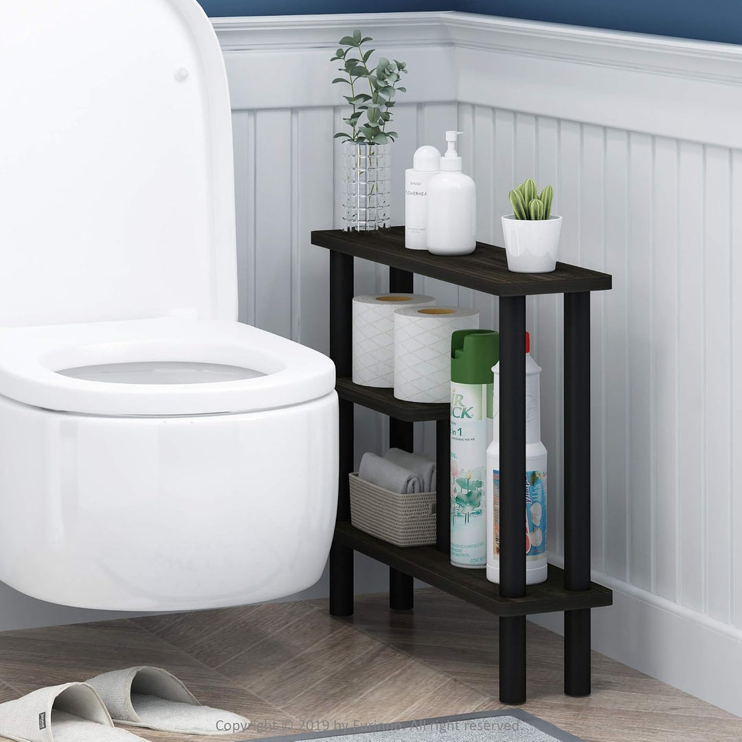 Furinno platzsparendes Lagerregal, holz, Espresso/Schwarz, 14.5 x 53 x 46.61 cm, Espresso/Schwarz