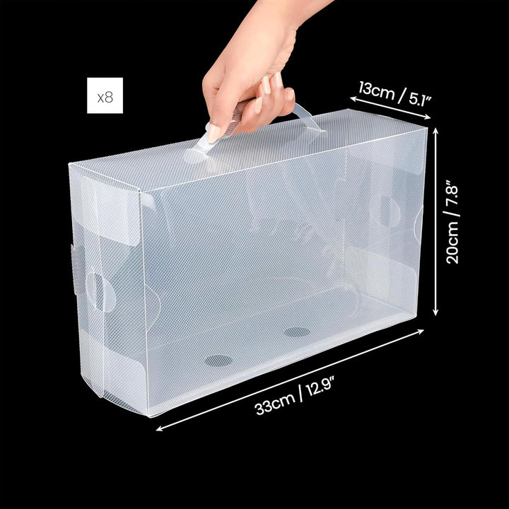 Kurtzy 10er Packung Durchsichtige Kunststoff-Schuhboxen 33x20x13cm - Geeignet für Damen-, Herren- un