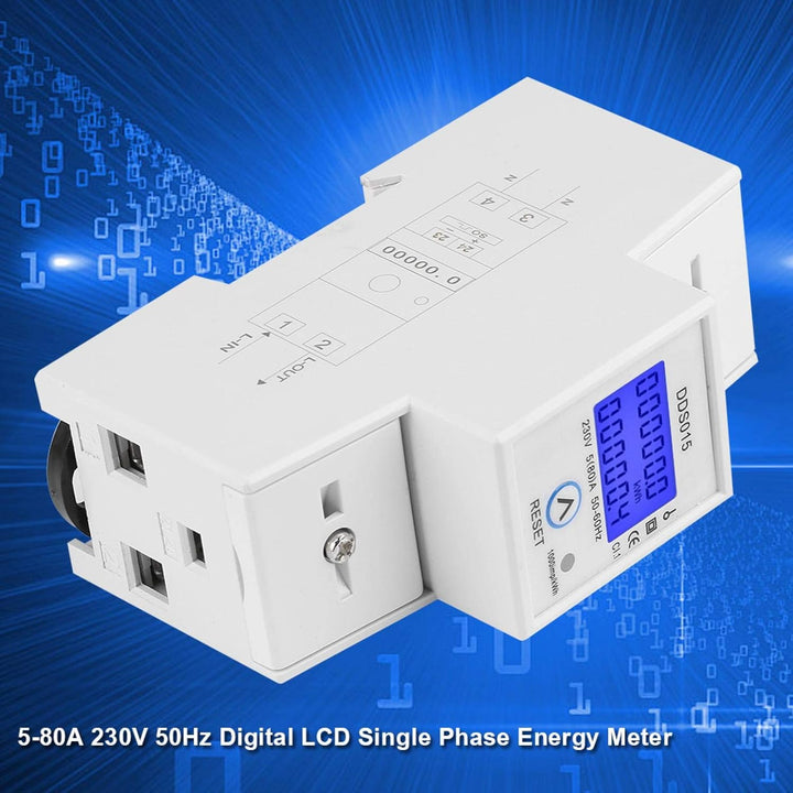 VBESTLIFE Einphasen-Energiezähler, DDS015 5-80A 230V 50Hz Digital LCD Einphasen-Energiezähler Wattme