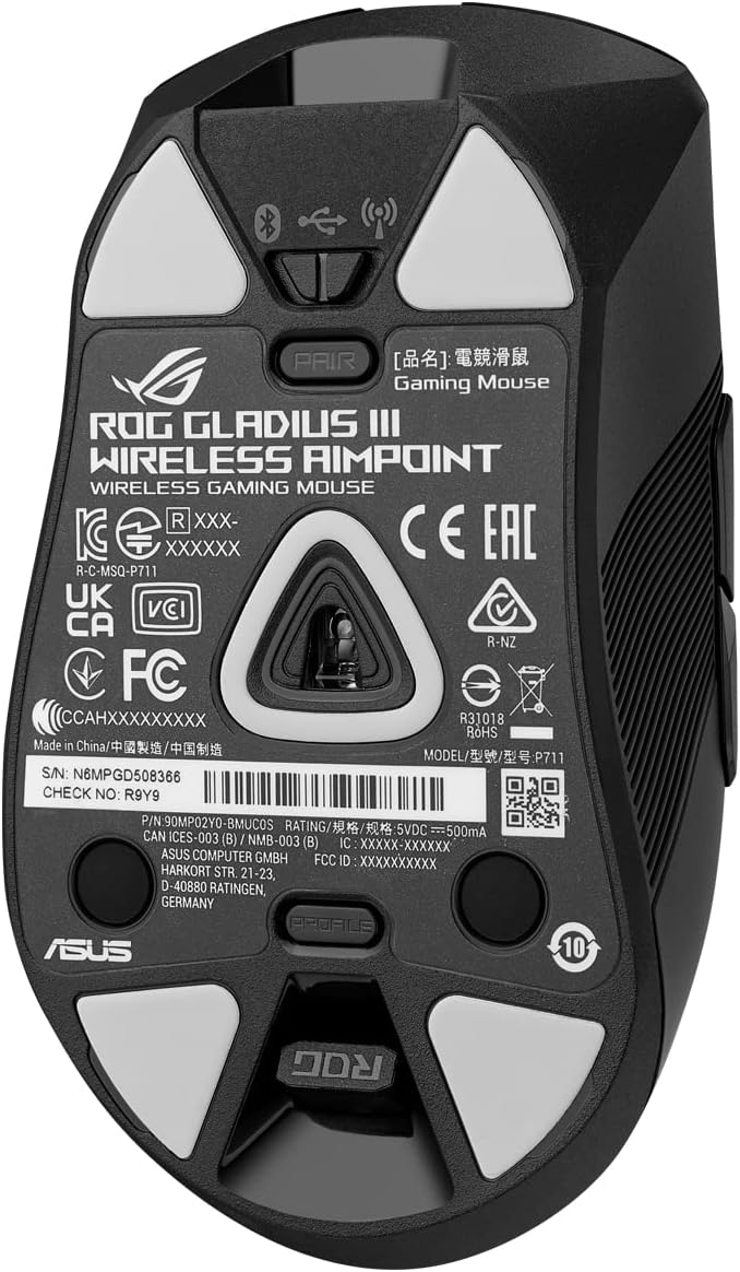 ASUS ROG Gladius III Wireless AimPoint RGB Gaming Maus (optischer ROG AimPoint-Sensor, 36.000 DPI, 6