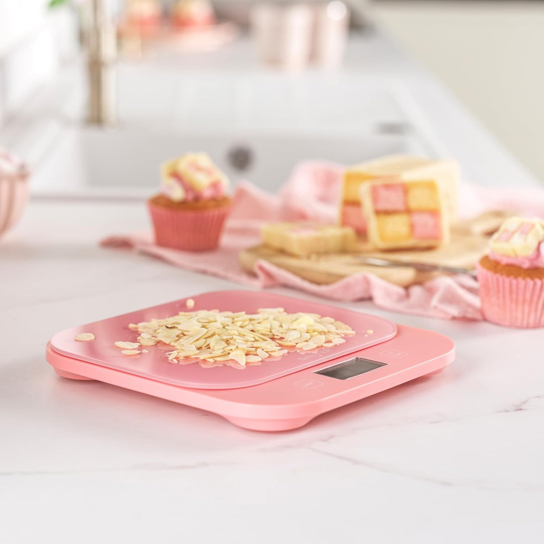 Salter British Bakes Digitale Küchenwaage – Pinke Backwaage mit hoher 10-kg-Kapazität, misst Flüssig