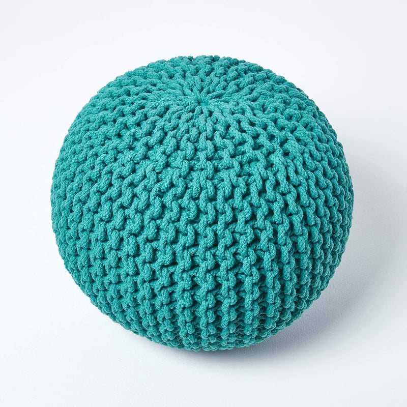 Homescapes Pouf Strickpouf rundes Bodenkissen, Sitzpouf 35 x 40 cm, gepolsterter Sitzhocker, Sitzpuf