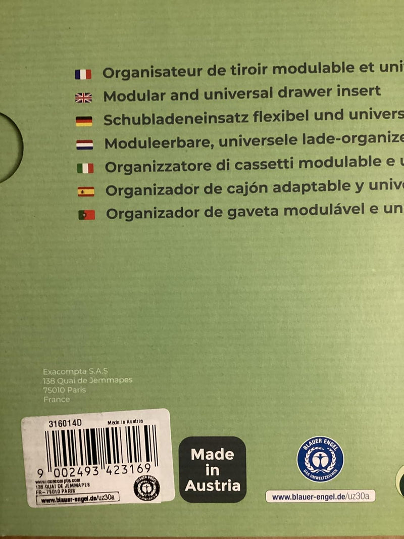 Exacompta 316014D Schubladen-Einlage Drawinsert (mit 4 abnehmbaren Flügeln, 100% aus Recycling-Kunst