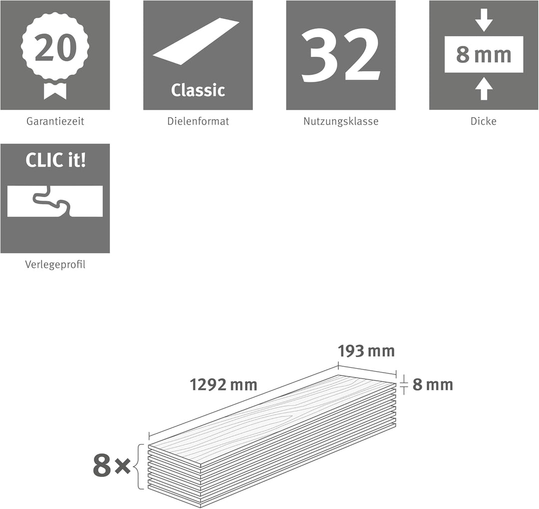 EGGER NatureSense Laminat EL2771 Girona Kastanie weiss 1292x193x8mm (1,995m²) 1,995m² | Boden, 1,995