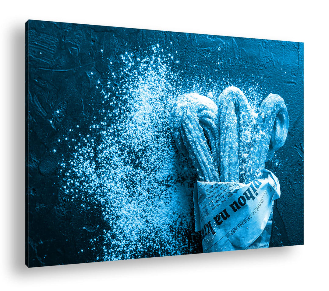 deyoli Churros mit Puderzucker Format: 60x40 Effekt: Monocrome Blau als Leinwandbild, Motiv fertig g