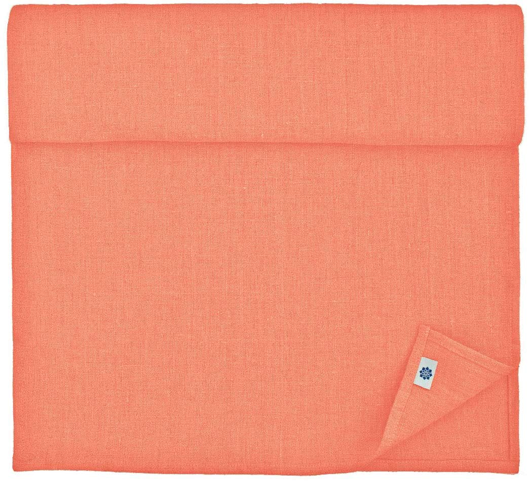 Linen &amp; Cotton Tischläufer Stoff Tischband Tischdeko Hygge 100% Leinen, Coral Rosa (40 x 130 cm) Kle