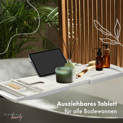 Tranquil Beauty Premium Bath Caddy | Natürliche und nachhaltige Bambus-Badewannenablage | Badetablet