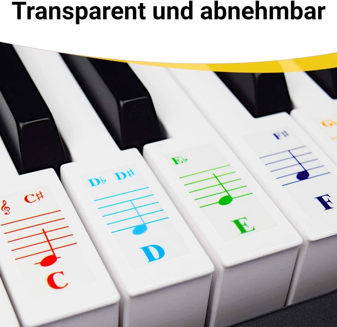 Farbige Klavieraufkleber, farbige Tastaturaufkleber, eine komplette Klaviermusikstunde mit Farbnote,