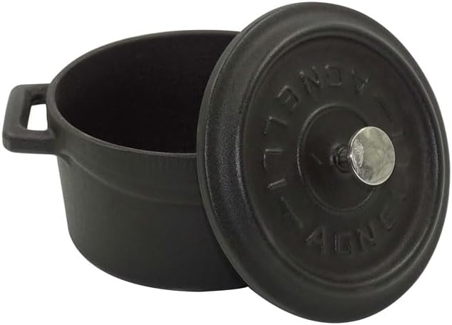 Pentole Agnelli COGHSRP10420M Topf mit Griffen und Deckel, Gusseisen, Mattschwarz, 2,6 l 2.6 litri M