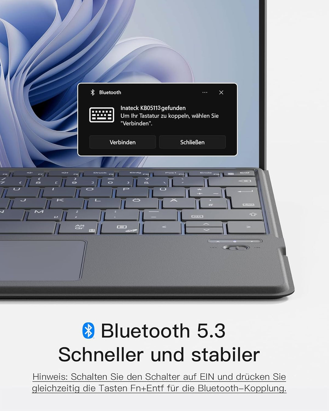 Inateck Surface Pro 9 Tastatur,Kompatibel mit Surface Pro 11/10/9/8/X, mit Touchpad,Surface Tastatur