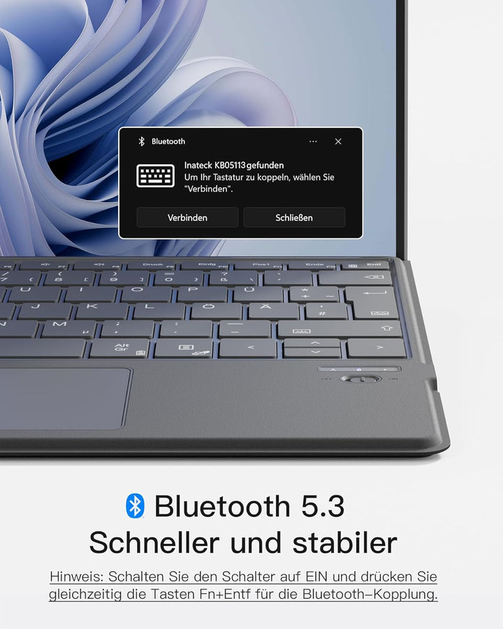 Inateck Surface Pro 9 Tastatur,Kompatibel mit Surface Pro 11/10/9/8/X, mit Touchpad,Surface Tastatur