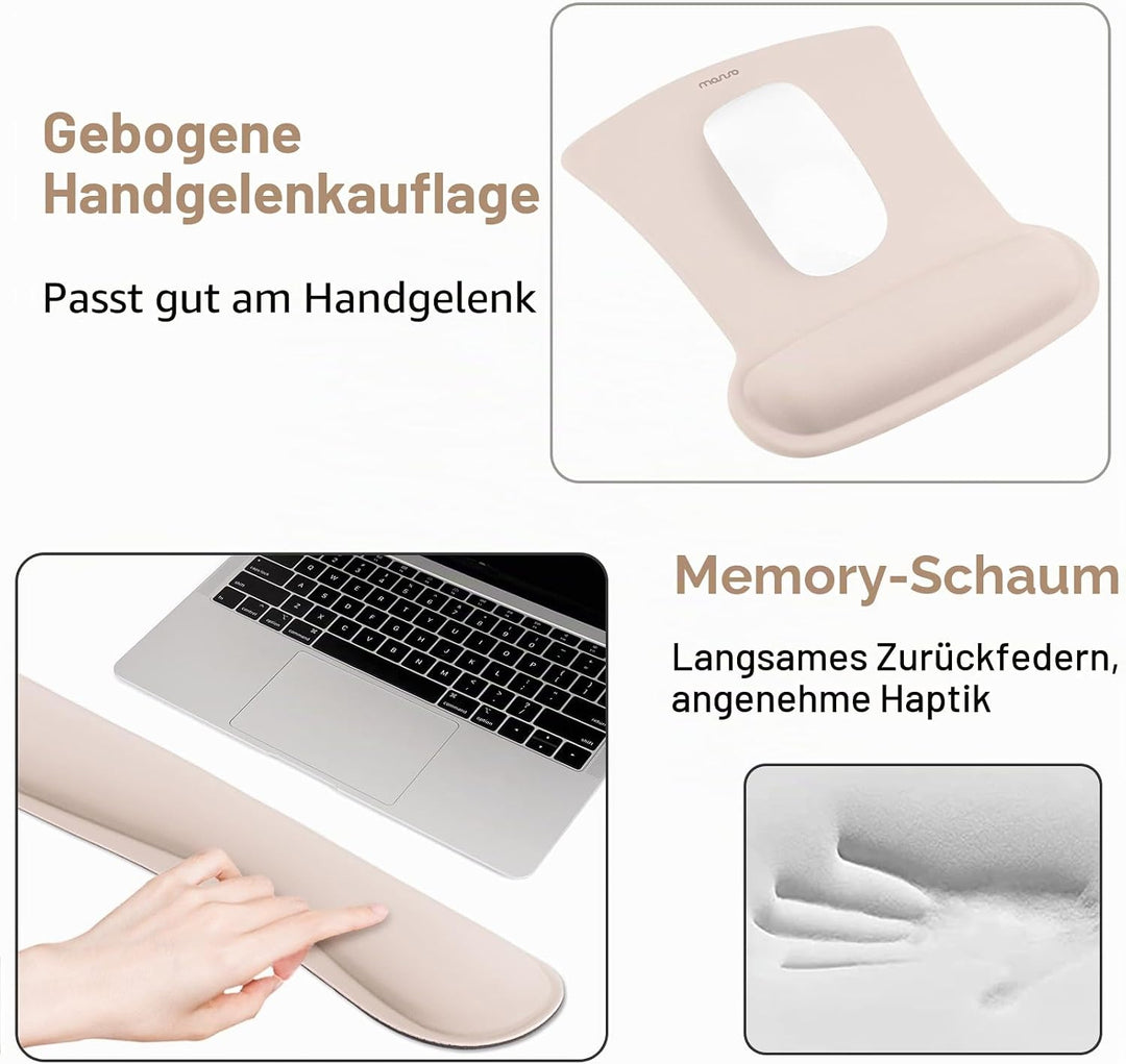 MOSISO Handgelenkauflagen für Mauspad&amp;Tastatur Set,Ergonomisches Mauspad Rutschfester Boden Zuhause/