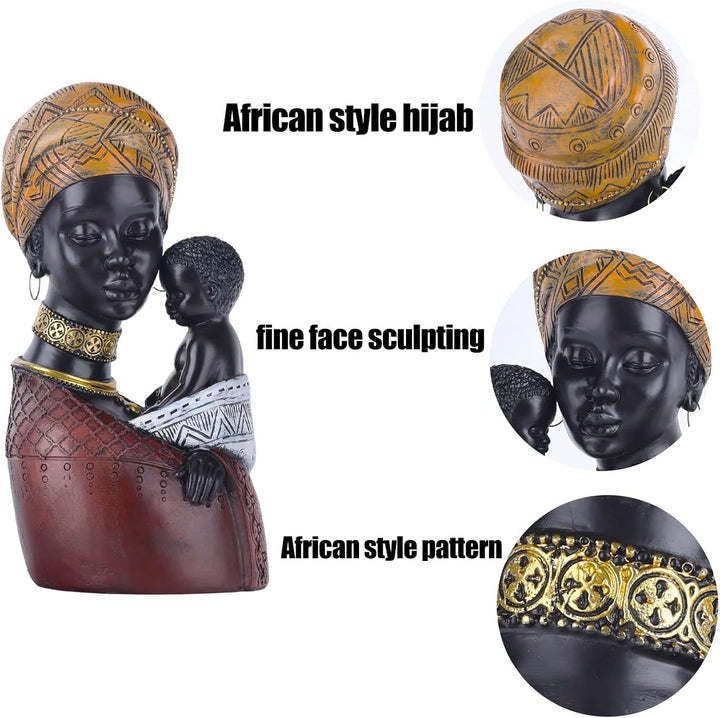 Home Decor Afrikanische Kunst Skulpturen, afrikanische Frau und Sohn Statue, Schwarze Statuen afrika