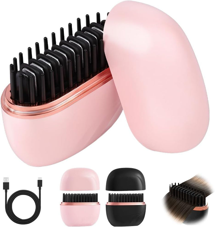 LOPHE Mini Hair Straightener Brush, Tragbare Taschen-Glättbürste 3-stufige Temperaturregelung, Haarg
