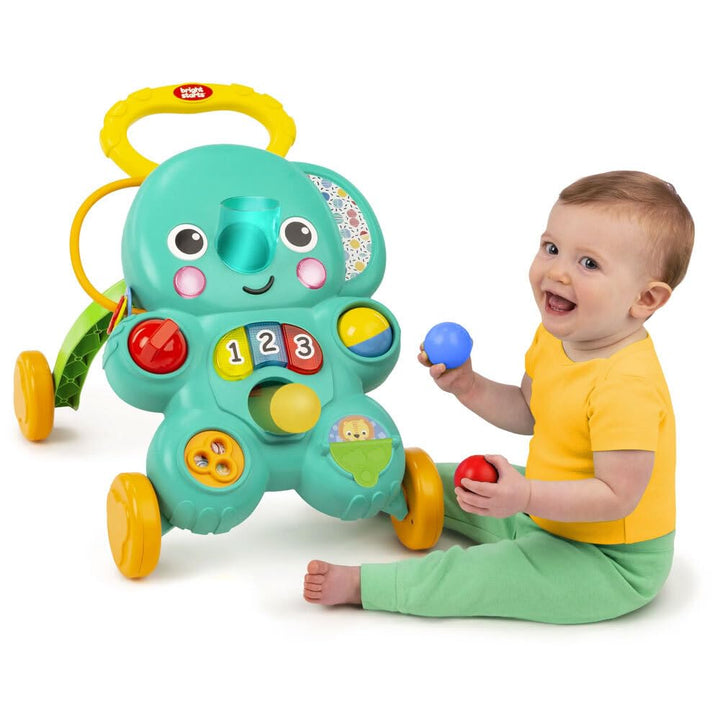 Bright Starts, Stroll 'n Roll 2 - in - 1 Ballspielwagen - Elefant mit Lichtern und Musik, Unisex, 6