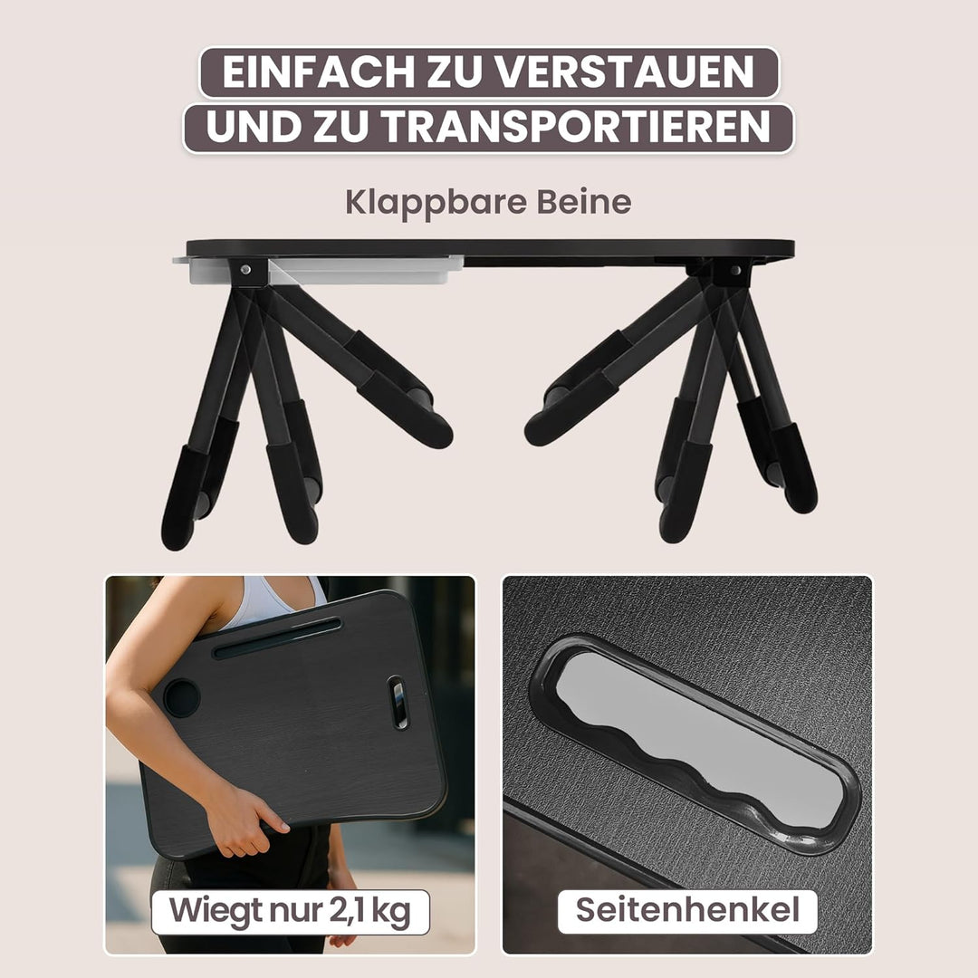 unycos - Klappbarer Laptoptisch, Betttablett, Leseständer, Computertisch, Frühstückstablett, Beistel