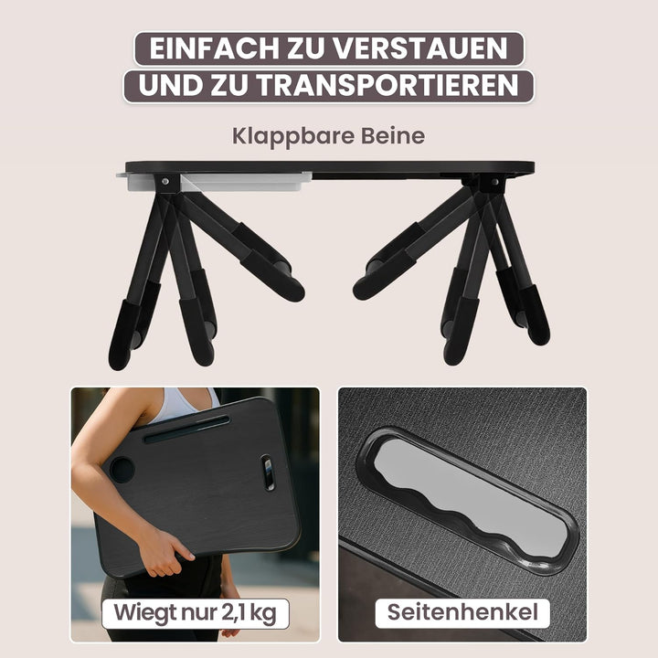 unycos - Klappbarer Laptoptisch, Betttablett, Leseständer, Computertisch, Frühstückstablett, Beistel